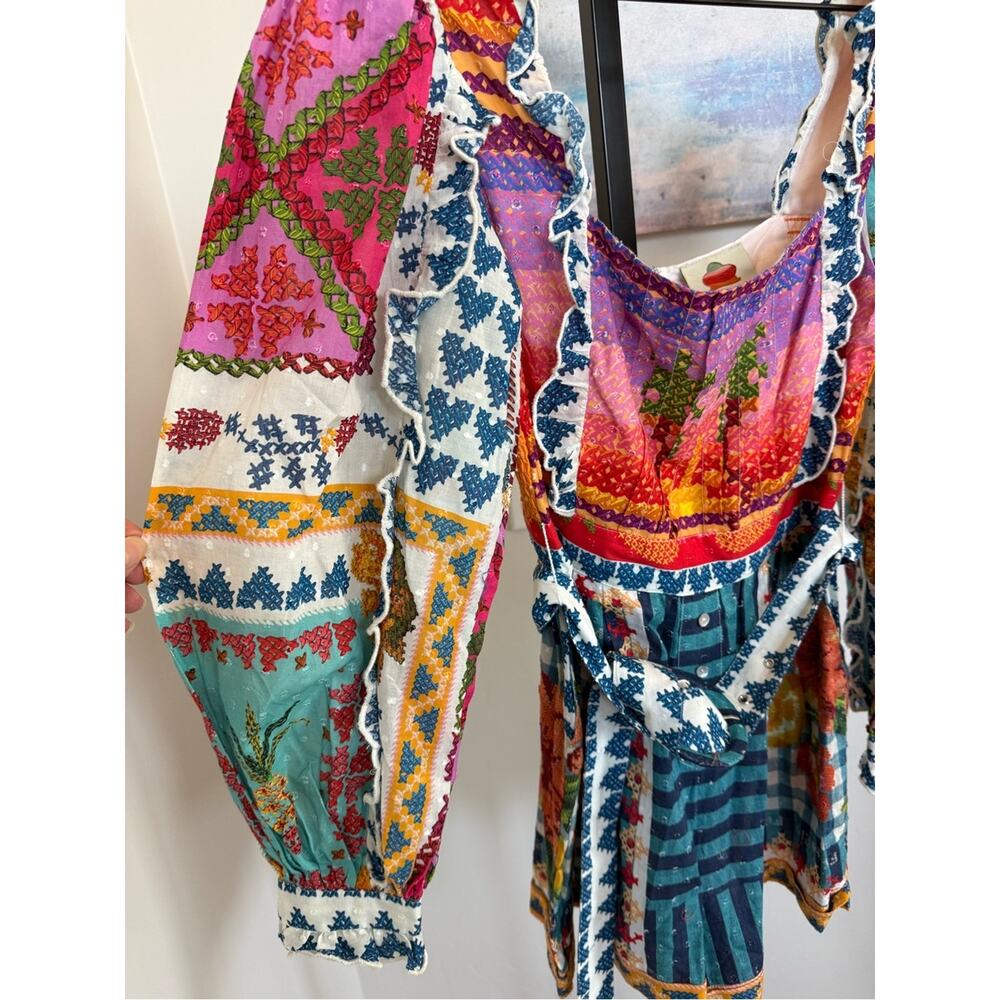 NEW FARM Rio Summer Stitches Romper Embroidered Patchwork Festival Small NWT - Picture 4 of 8